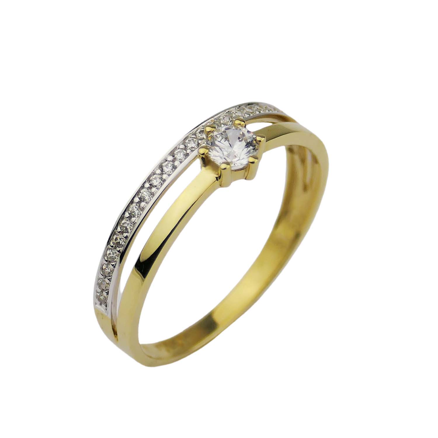 33195 Zirkoniaring Gold 333/000 in Bicolor-Optik