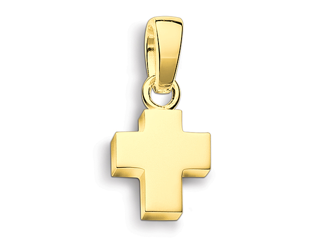 52420001JV0jmAOAGsPY Quinn Kreuz Gelbgold 585/000 poliertes Goldkreuz Kreuzanhänger