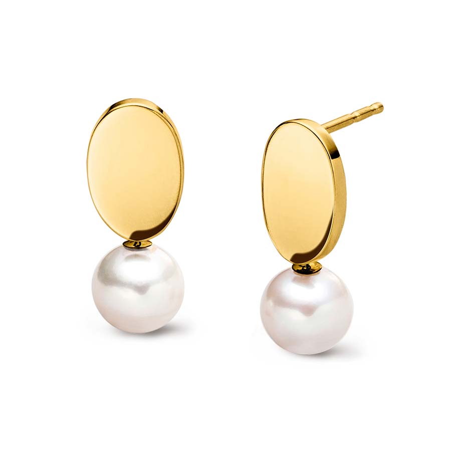 Boccia Ohrhänger Titan goldplattiert mit Perlen