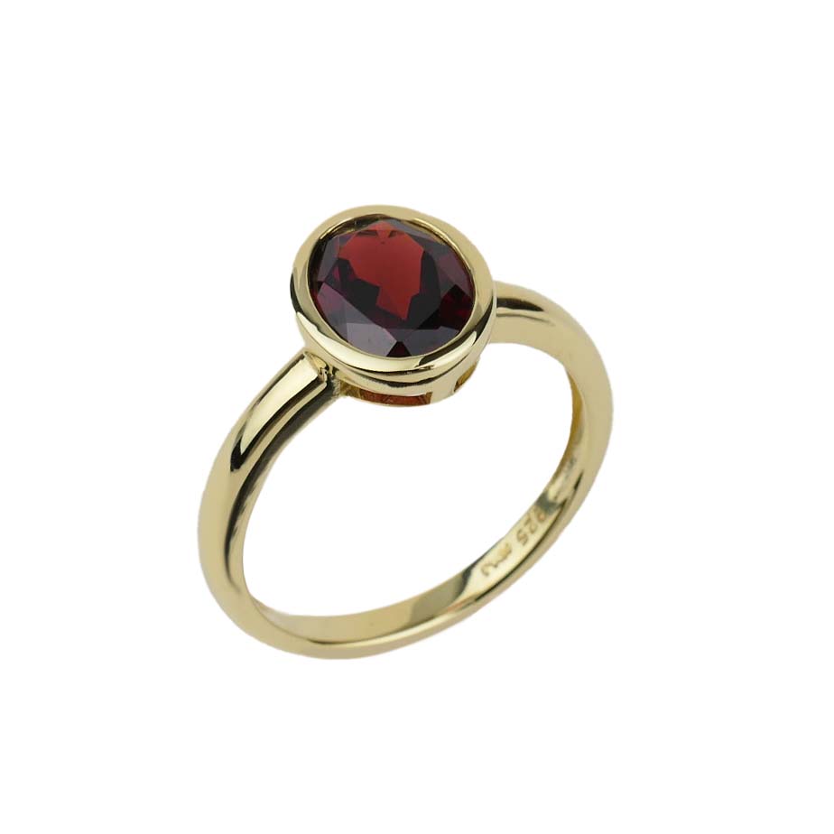 34171 Granatring aus goldplattiertem Sterlingsilber