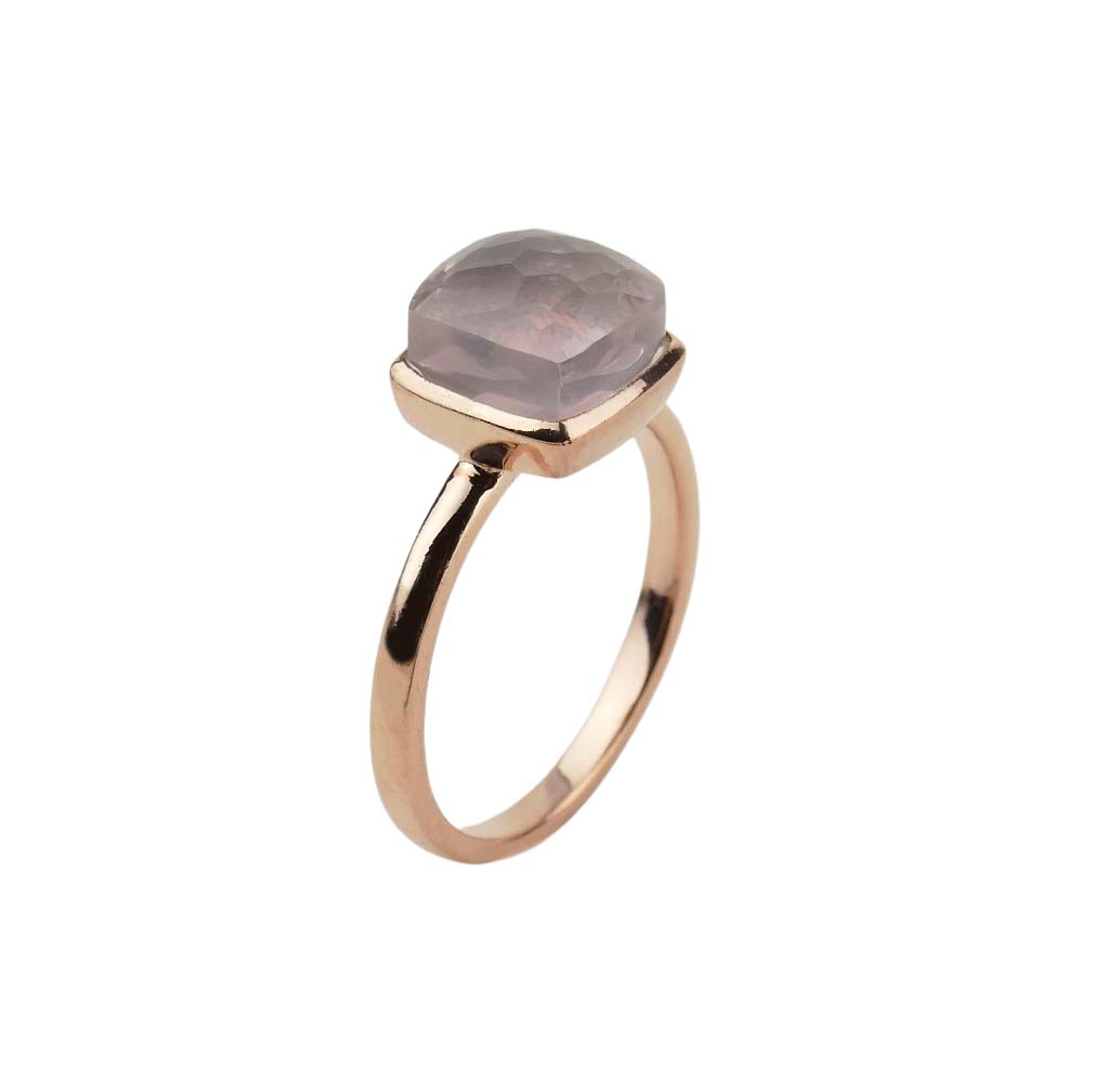 33678 Ratius Damenring mit Rosenquarz Sterlingsilber roségold plattiert