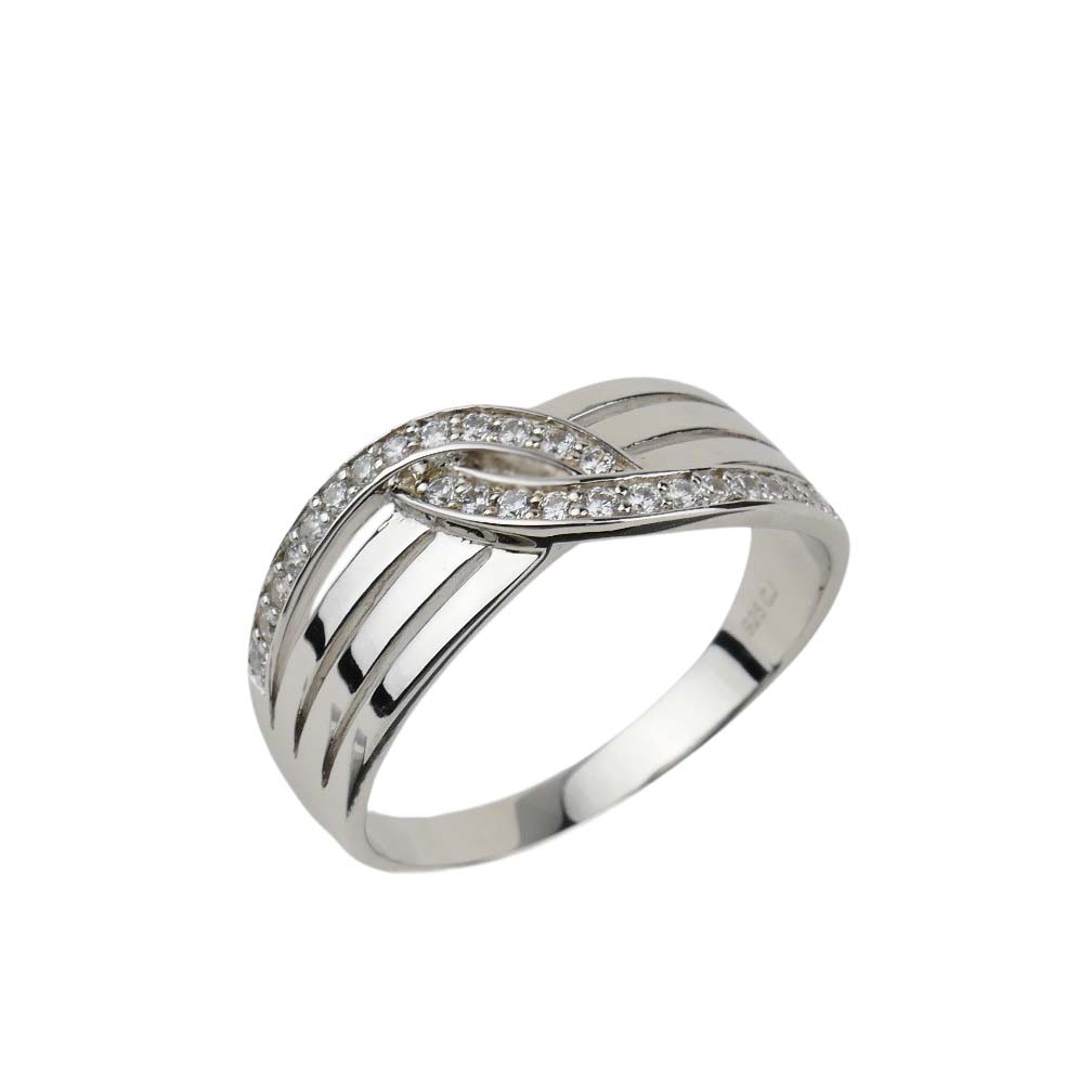 34167 Damenring aus rhodiniertem Sterlingsilber mit Zirkonia