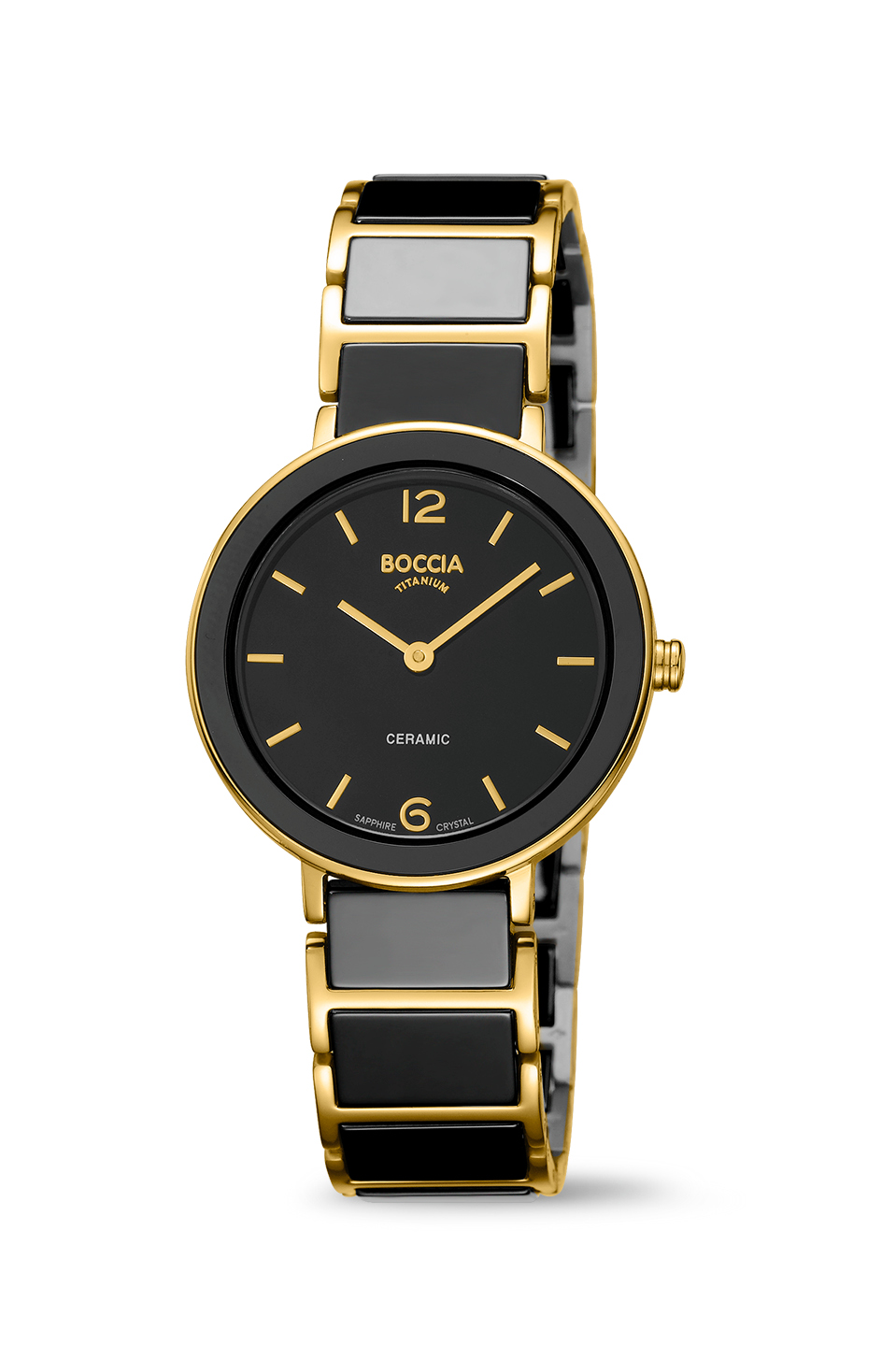 Boccia nickelfreie Damenuhr aus Keramik und goldplattiertem Titan Quartz