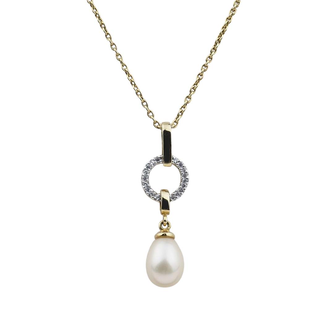 Anhänger Gelbgold 585/000 mit Süßwasserperle
