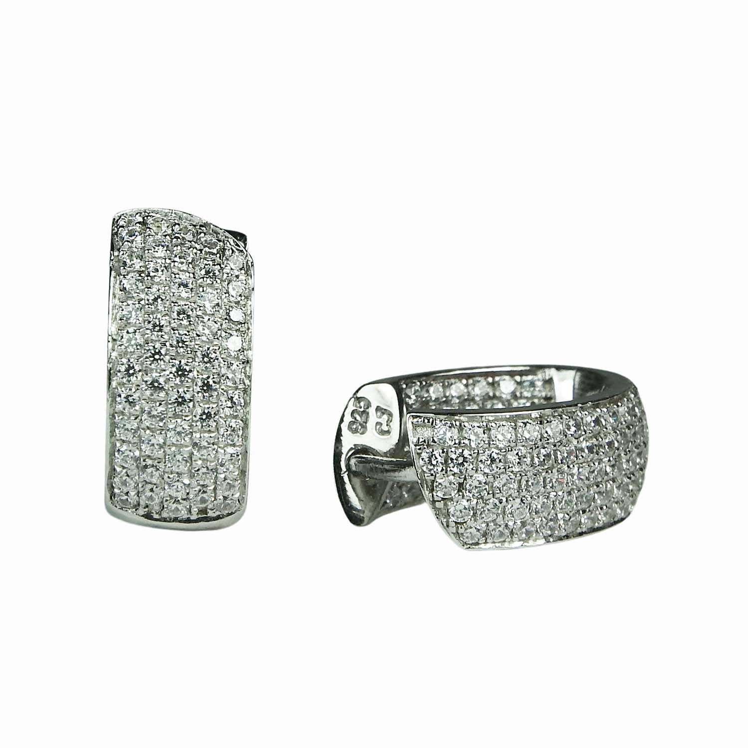 31751 Silbercreolen aus rhodiniertem Sterlingsilber mit Zirkonia