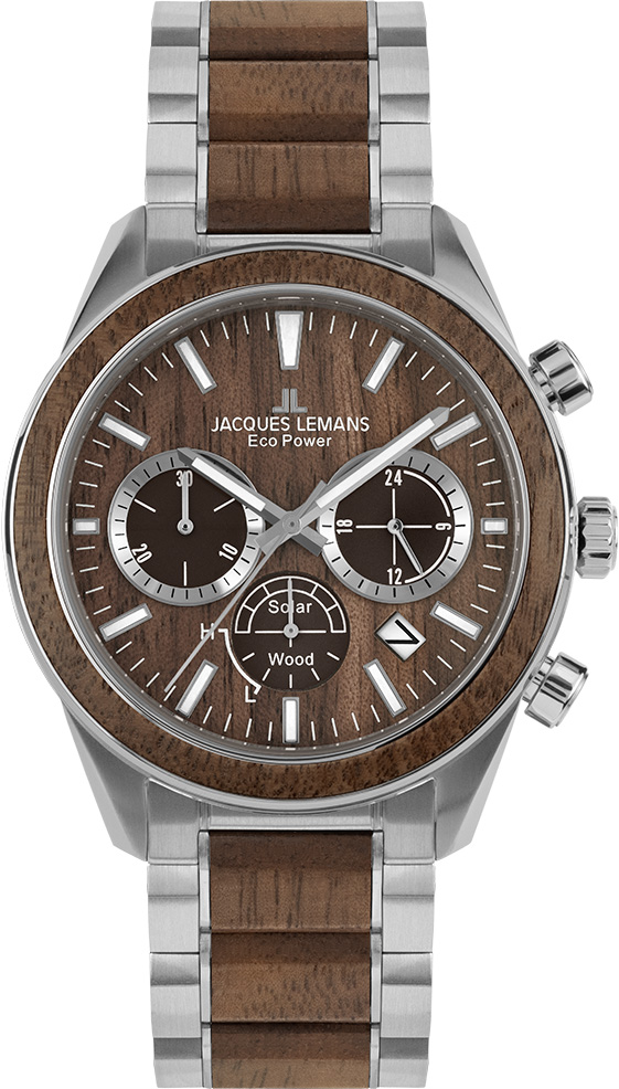 1-2115J Jacques Lemans Chronograph Eco Power Solar Wood 1-2115J