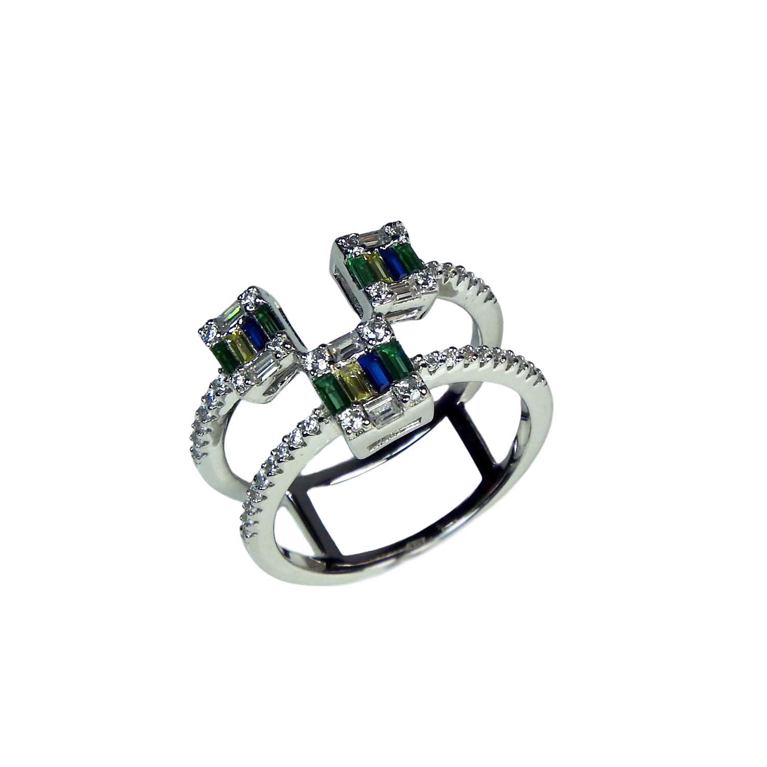 31834-1RWRasERr85sk4 Damenring Sterlingsilber mit bunten Zirkonia