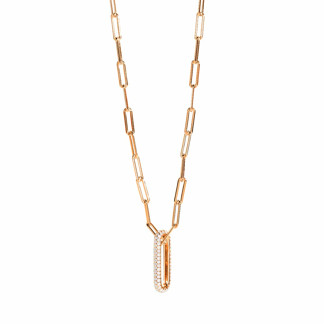Ratius Halskette im Paperclip-Design aus rosé goldplattiertem Sterlingsilber