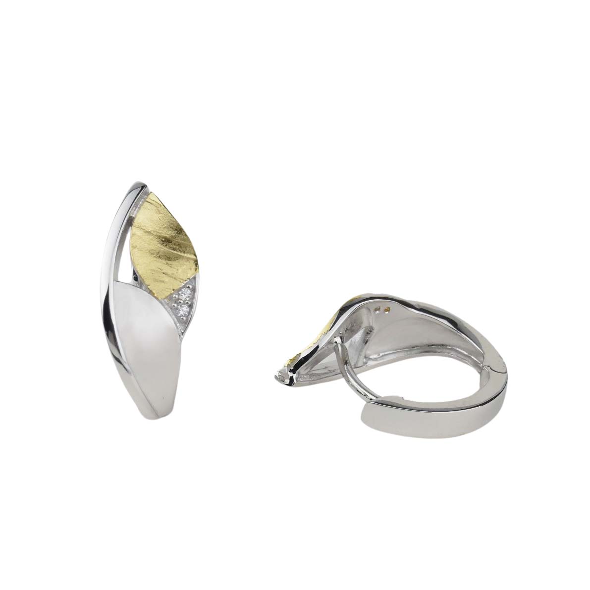 Creolen aus Sterlingsilber in Bicoloroptik mit Zirkonia