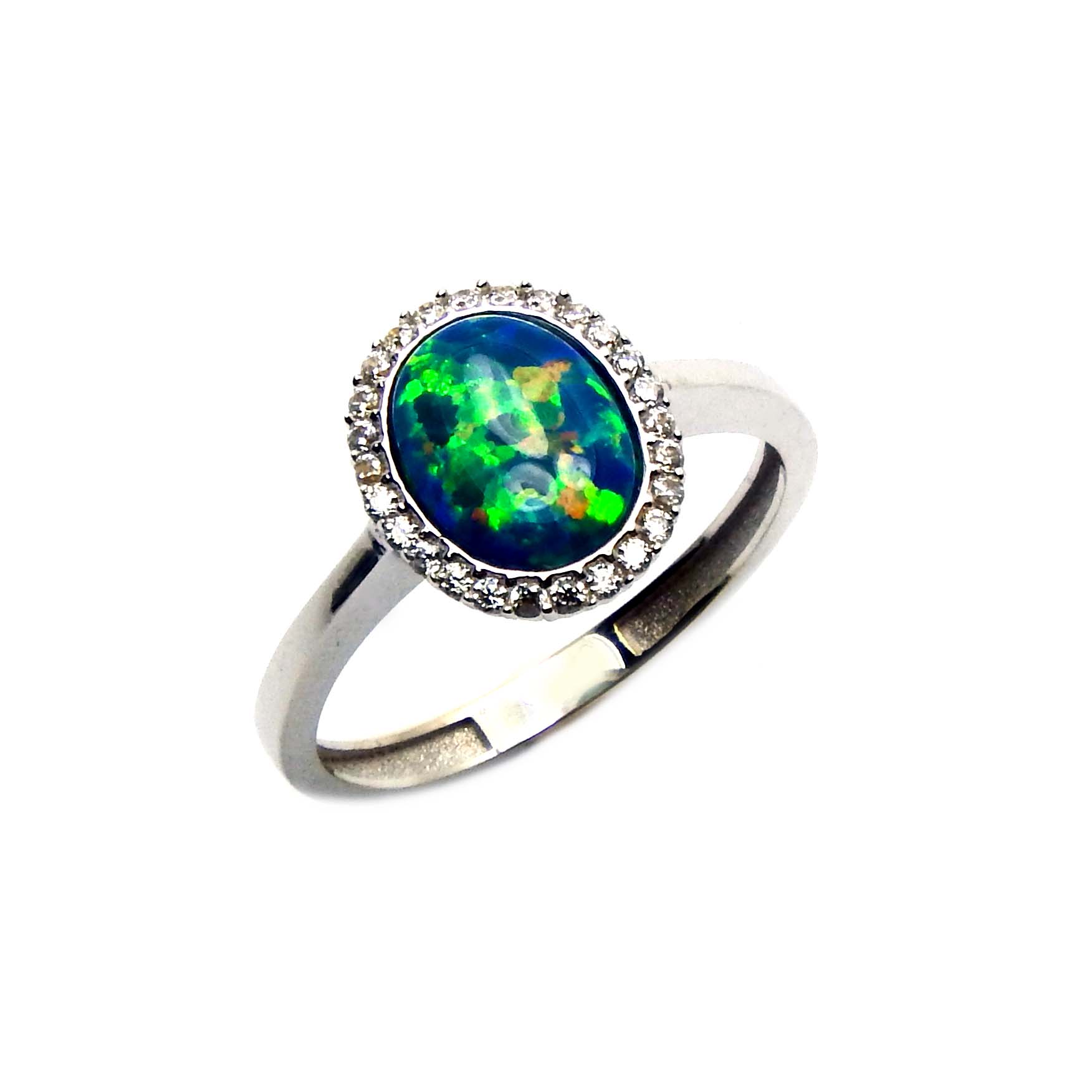 Ring Weißgold 375/000 mit synthetischem Opal