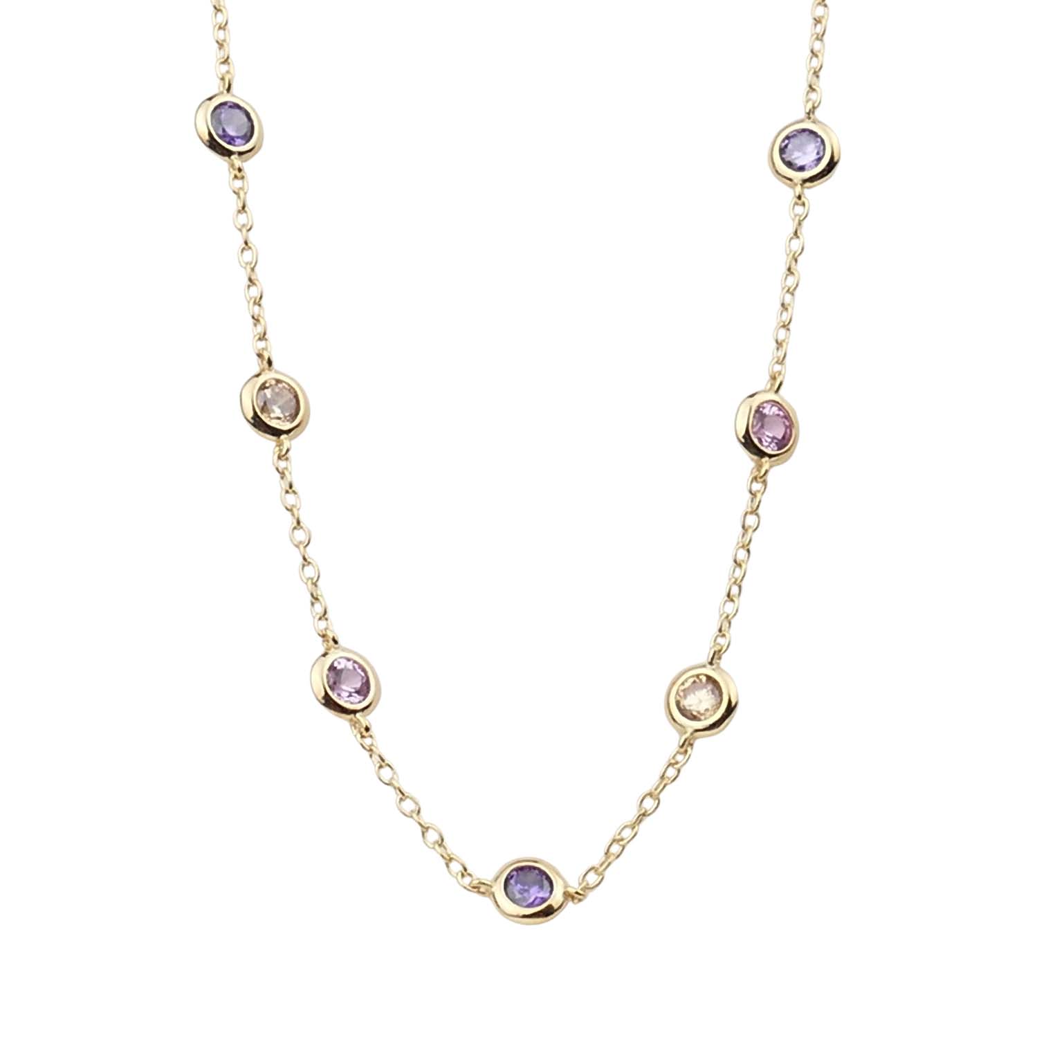 Ratius Halskette Silber goldplattiert mit farbigen Zirkonia