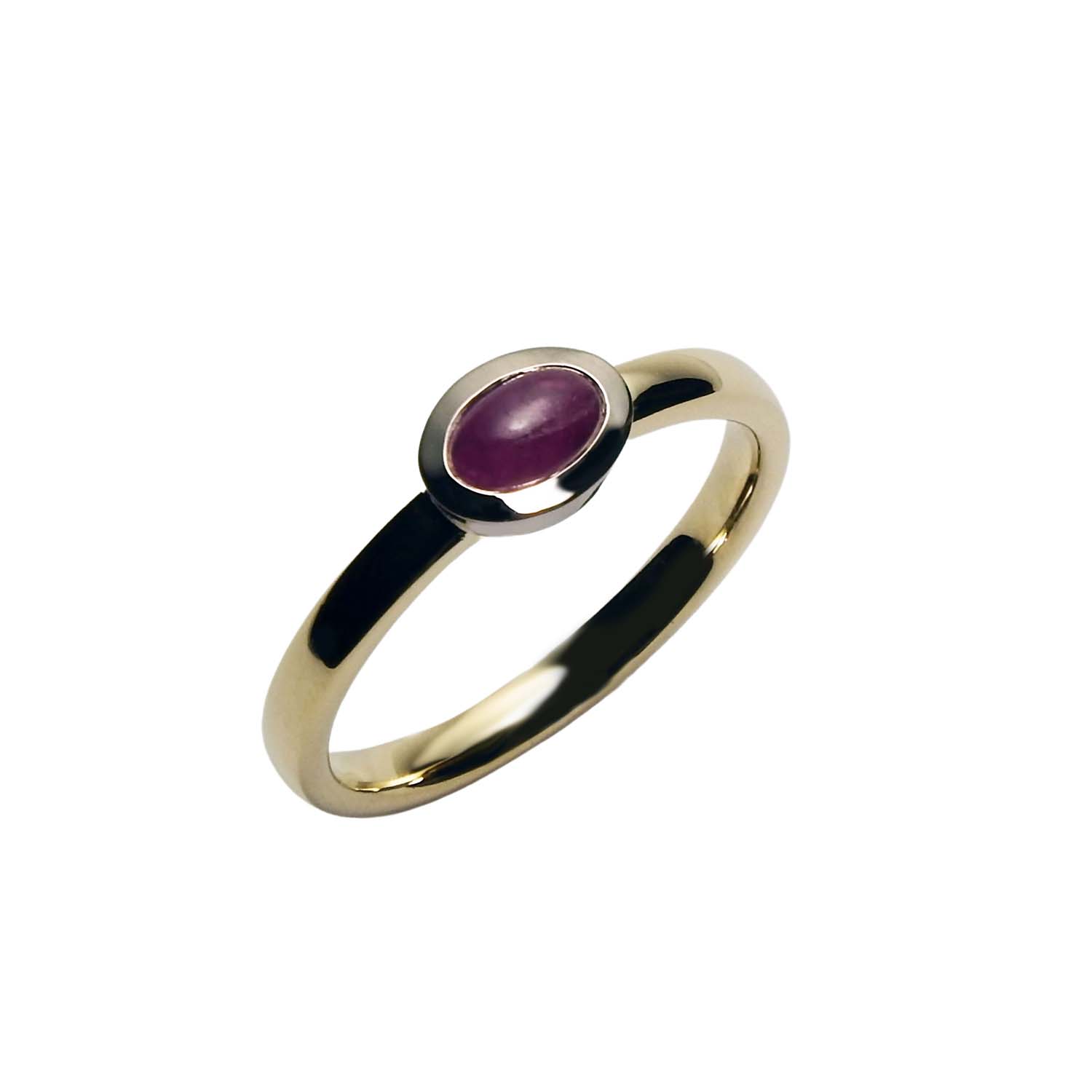 33115-1 Handgearbeiter Rubinring Gelbgold und Weißgold 585/000 bicolor