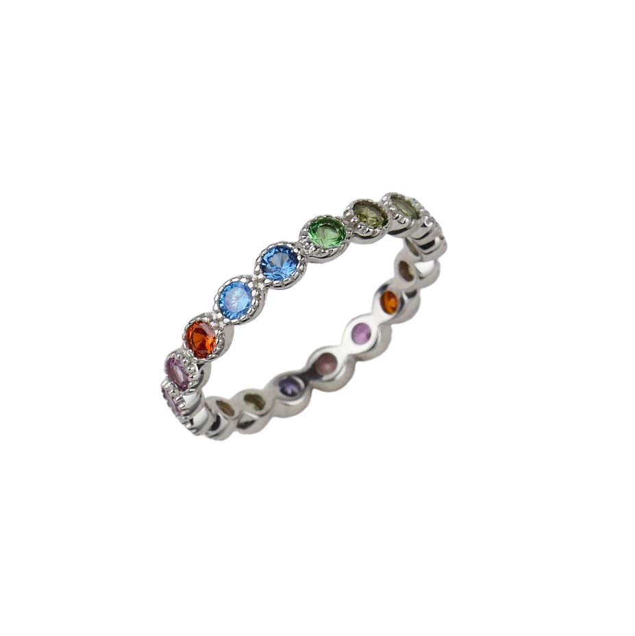 33548 Damenring Rainbow Silber mit Zirkonia