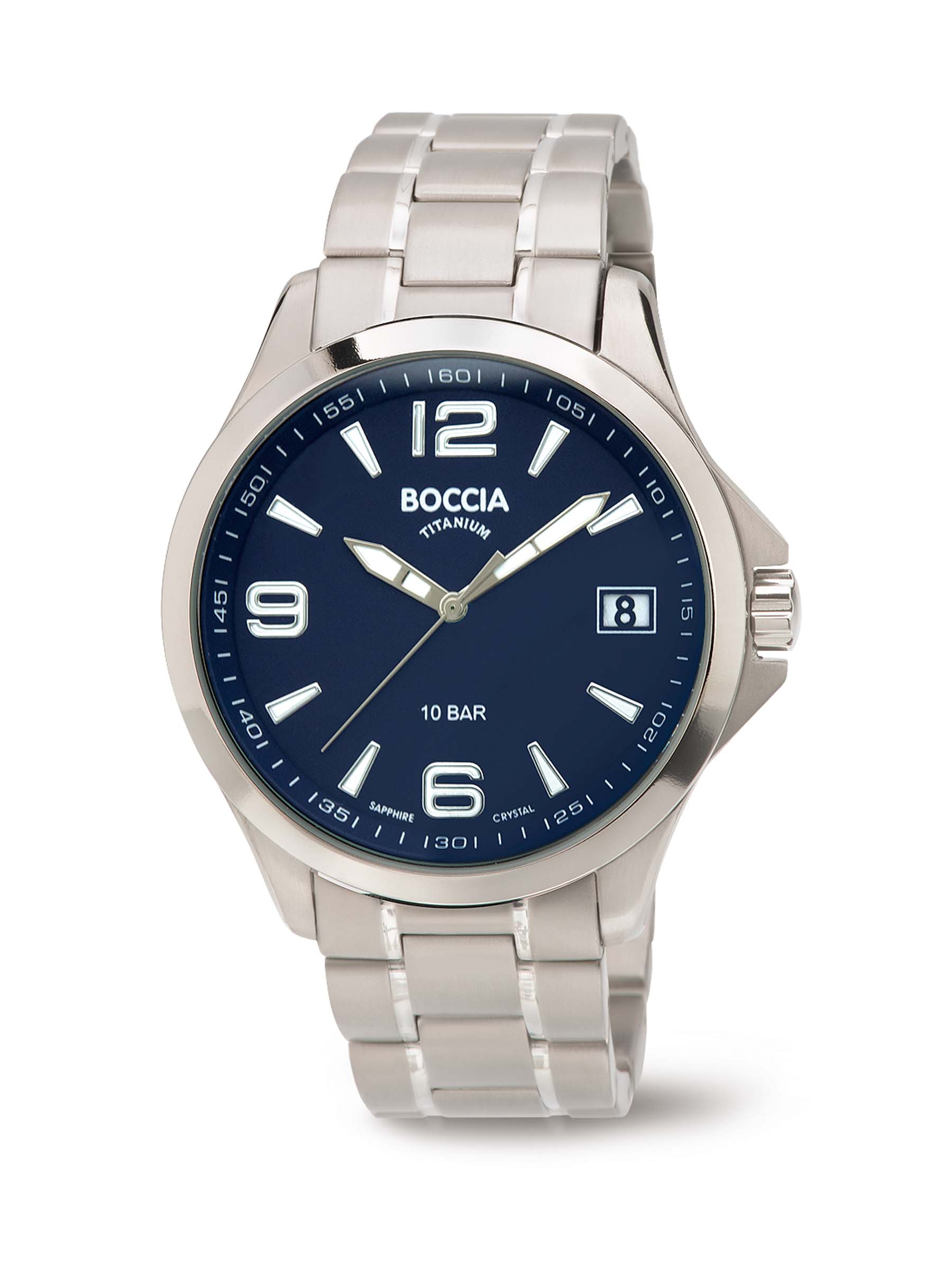 3591-03 Boccia nickelfreie Herrenuhr Quartz Titan mit deutlichem Zifferblatt
