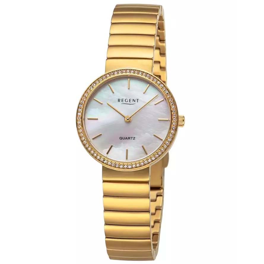 Regent Damenuhr mit Perlmuttblatt und Zirkonia