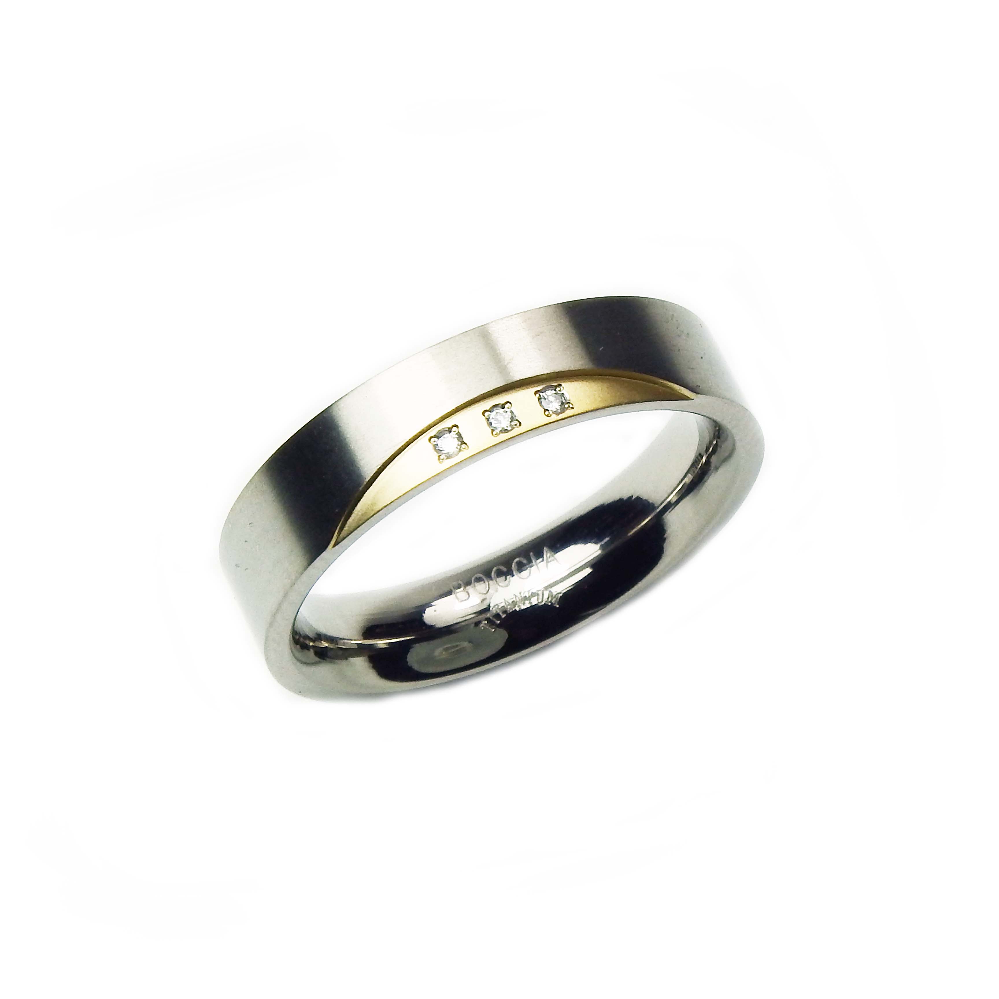 0138-04 Boccia Diamantring Titan bicolor goldplattiert