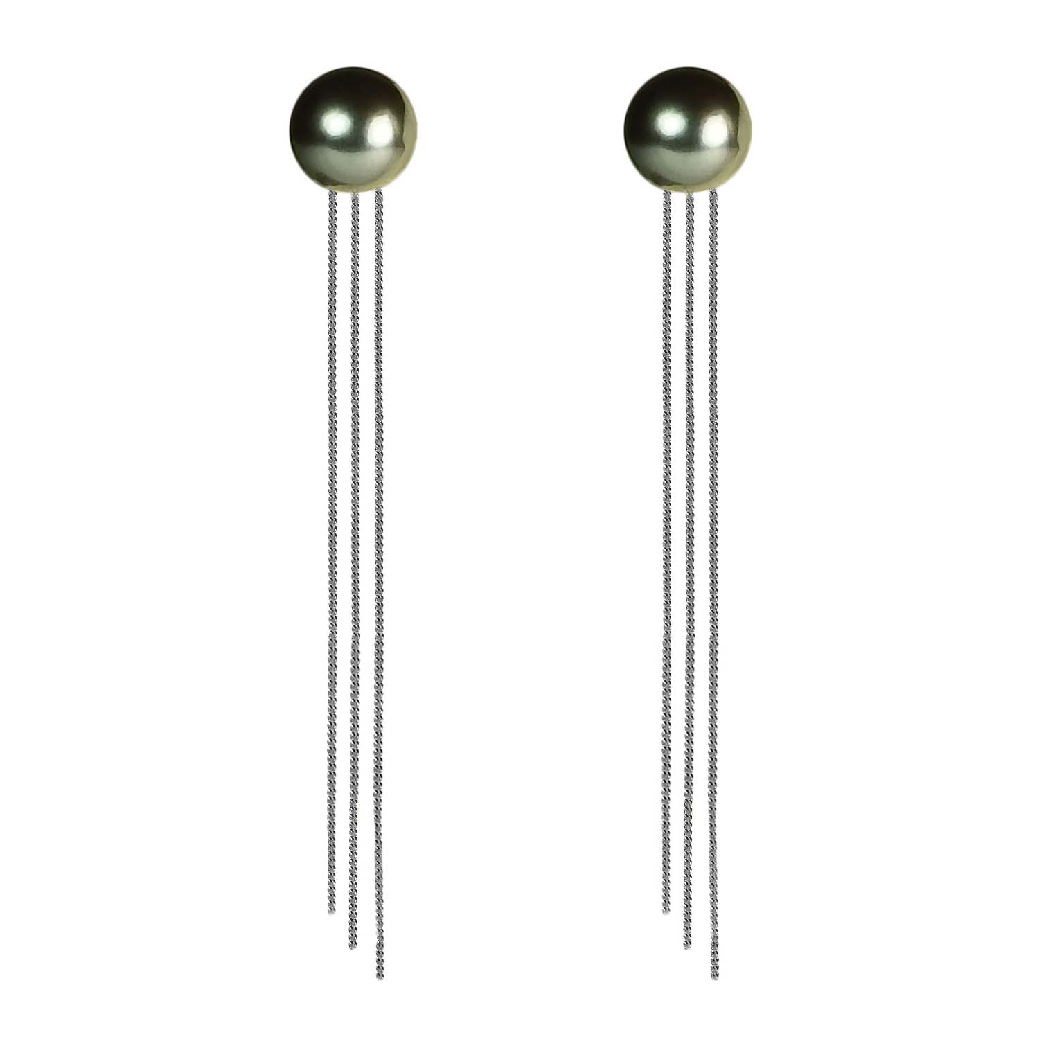 32192-2 Silberohrringe mit Tahitiperlen als Ohrhänger oder Ohrstecker tragbar