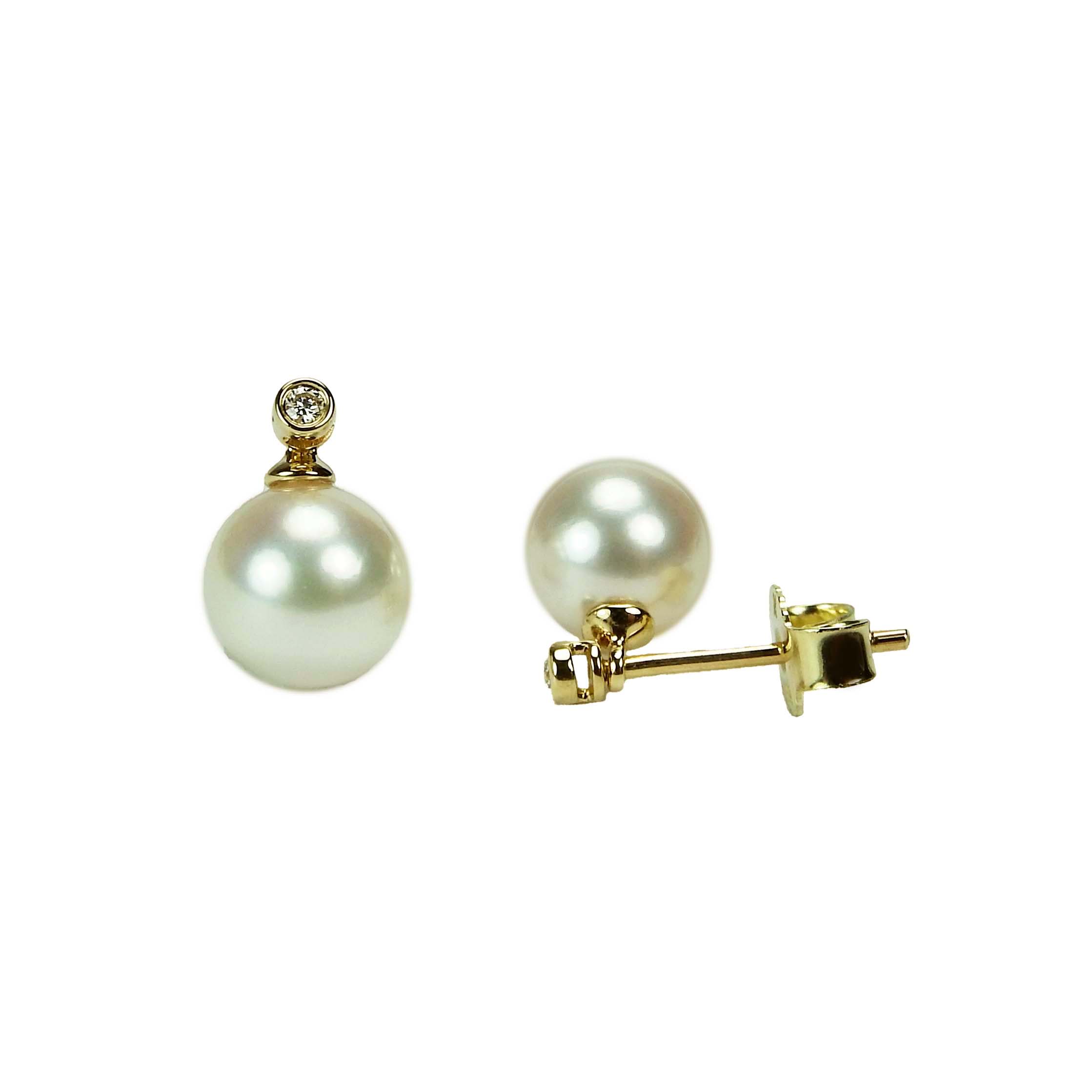 30996-1 Variable Perlohrstecker Gold 585/000 mit Brillanten, Akoyaperlen