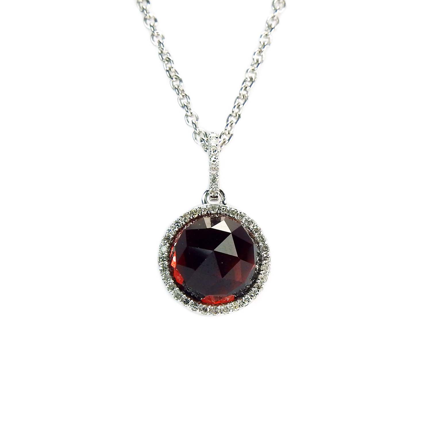 31263-1 Granatanhänger mit Brillanten Weißgold 585/000 Anhänger mit Granat für Damen
