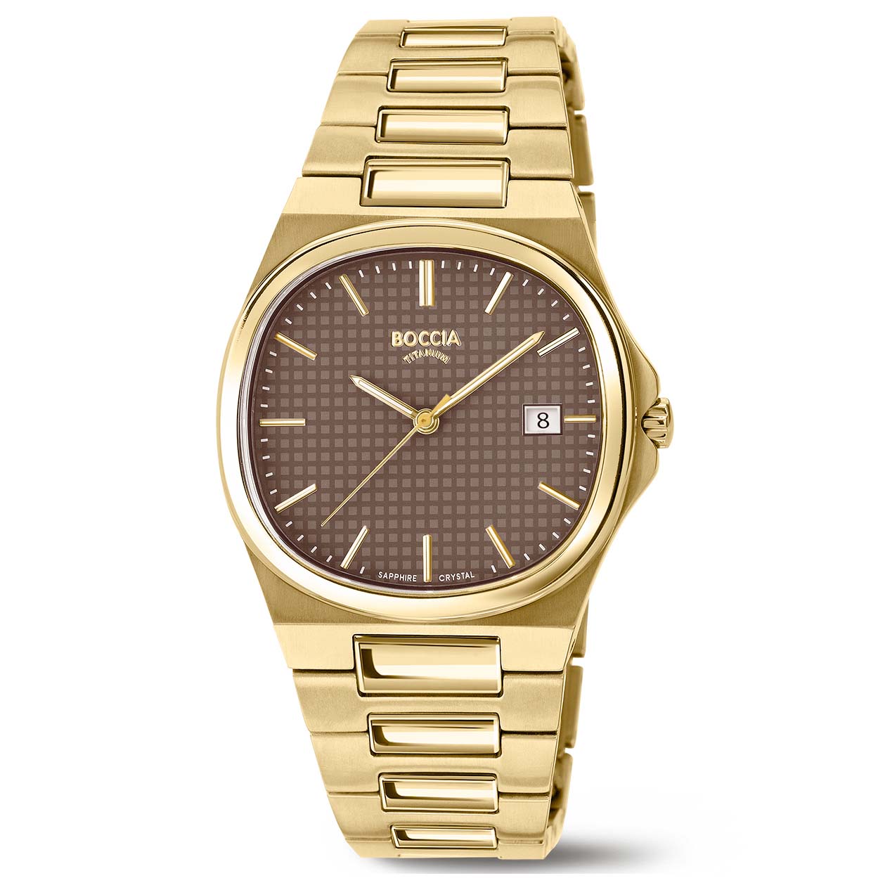 Boccia nickelfreie Herrenuhr aus goldplattiertem Titan im Retro-Stil Quartz