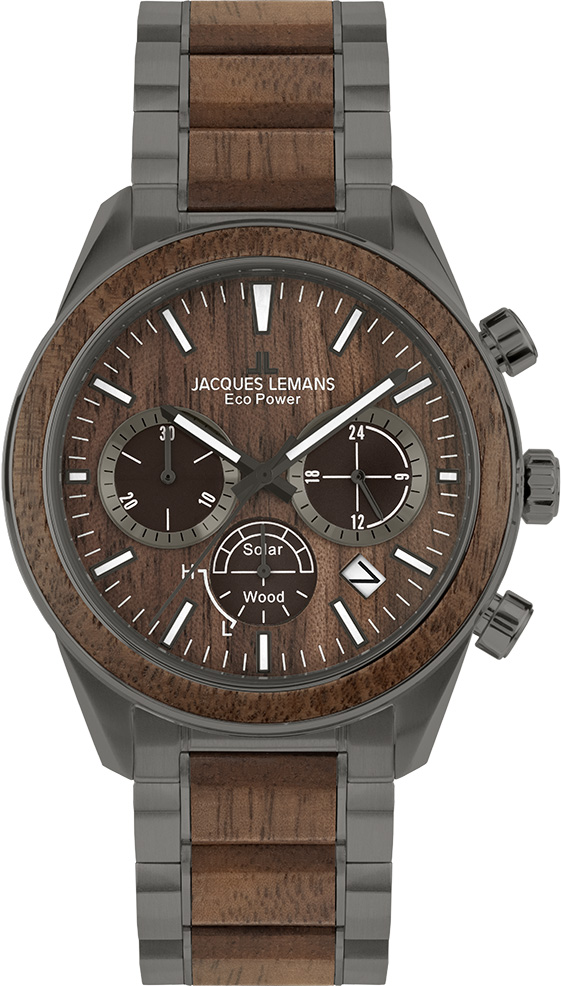 1-2115K Jacques Lemans Chronograph Eco Power Solar Wood 1-2115K