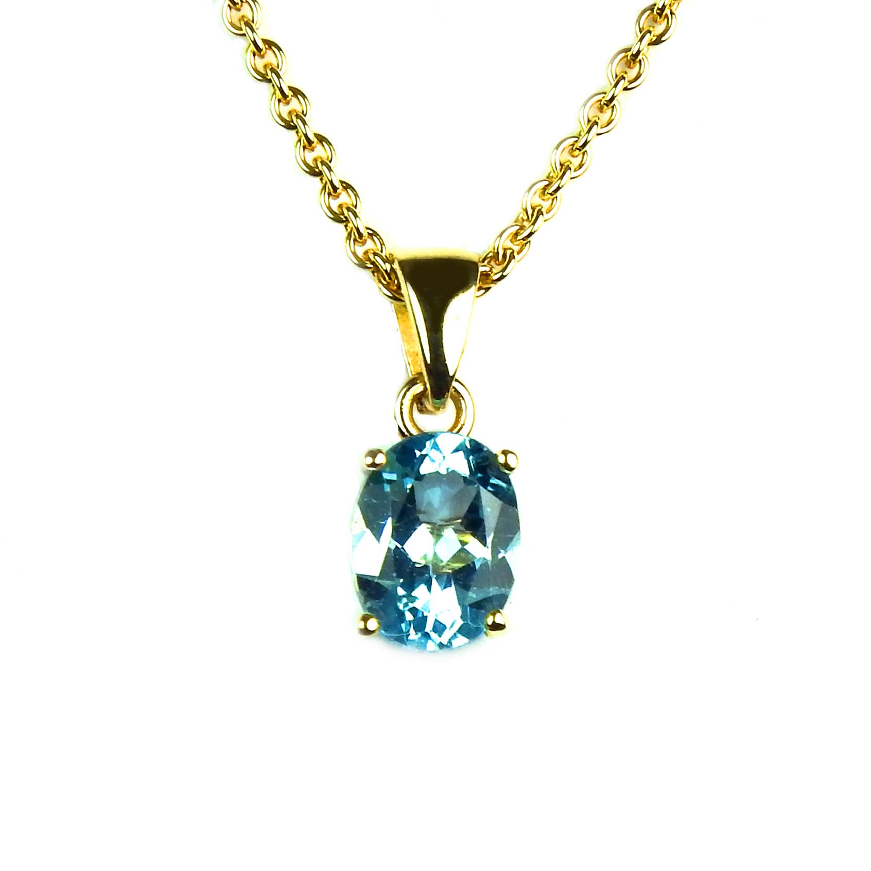 31068 Anhänger Gelbgold 333/000 mit ovalem Blautopas Blautopasanhänger Gold