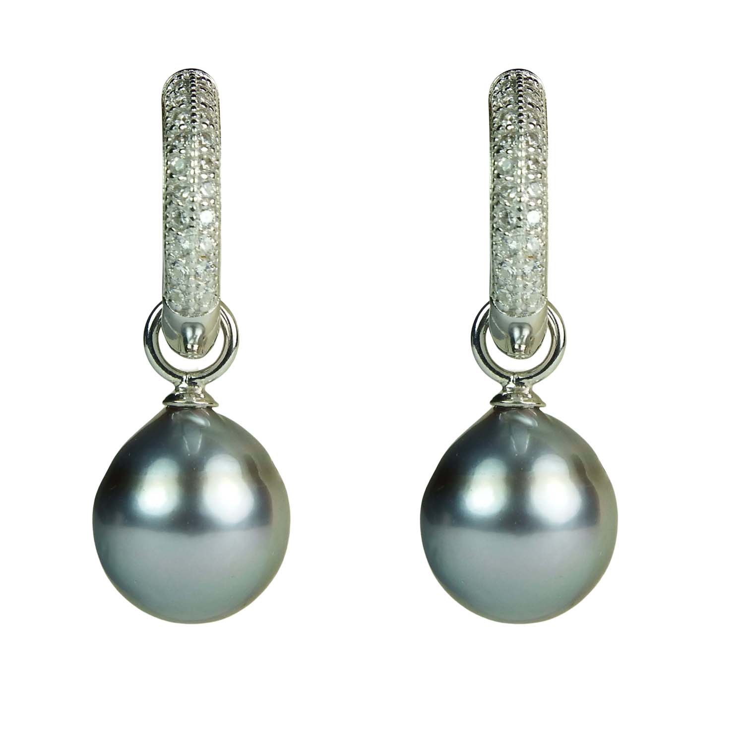 32780 Creolen Silber mit Tahitiperlen und Zirkonia variabel tragbar