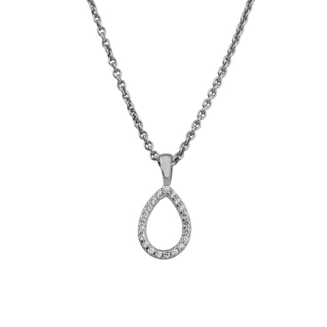 34087 Anhänger in Tropfenform Weißgold 333/000 mit Zirkonia