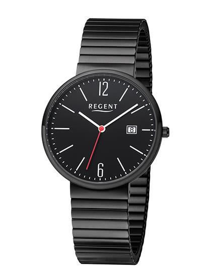 BA-579 Regent Herrenuhr Quartz Edelstahl schwarz ionenplattiert mit Zugband