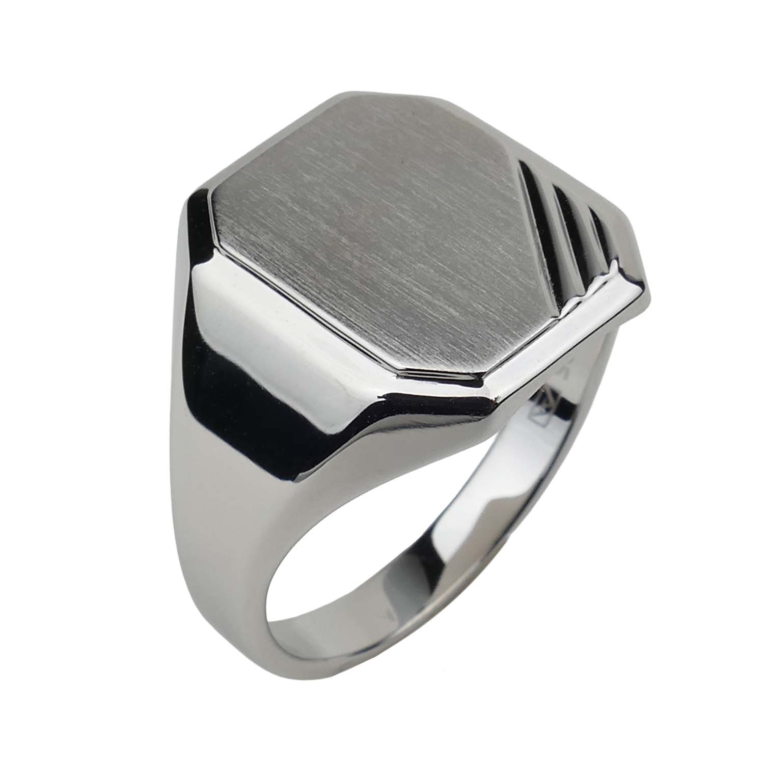Massiver Siegelring für Herren aus rhodiniertem Sterlingsilber