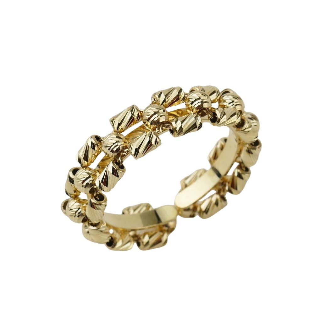 34416 Flexibler Damenring Gelbgold 585/000 mit Glitzeroptik