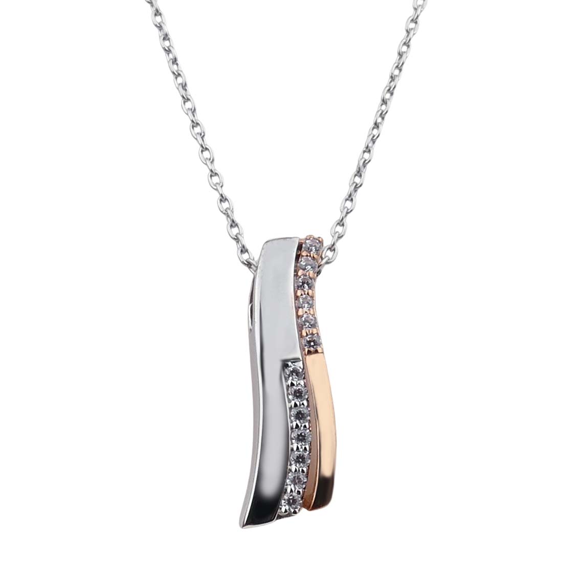 Collier Weißgold und Roségold 375/000 mit Zirkonia