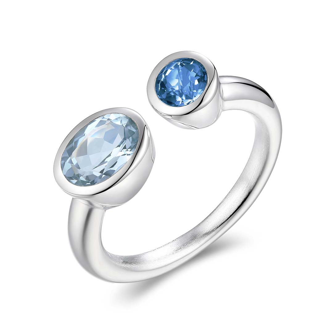 021369658 Quinn Ring Sterlingsilber mit Blautopasen Swiss Blue und London Blue