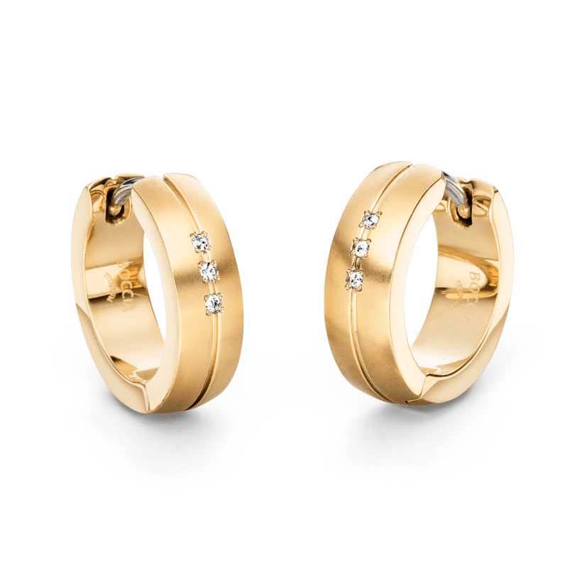 Boccia Brillantcreolen aus goldplattiertem Titan