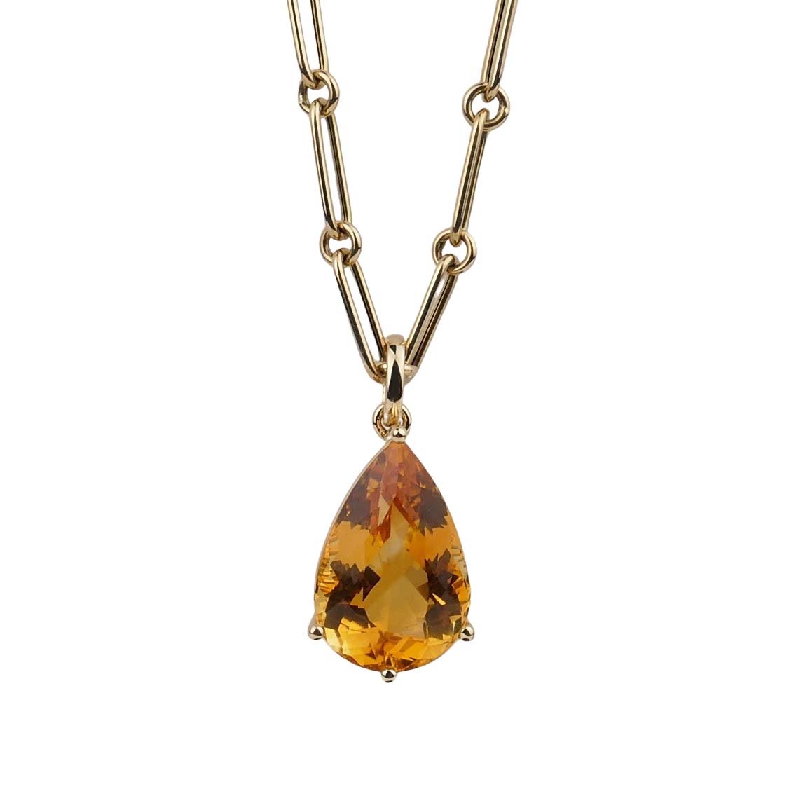 Anhänger mit Palmeira-Citrin in Tropfenform Gelbgold 750/000 handgearbeitet Anhänger mit Palmeira-Citrin in Tropfenform Gelbgold 750/000 handgearbeitet
