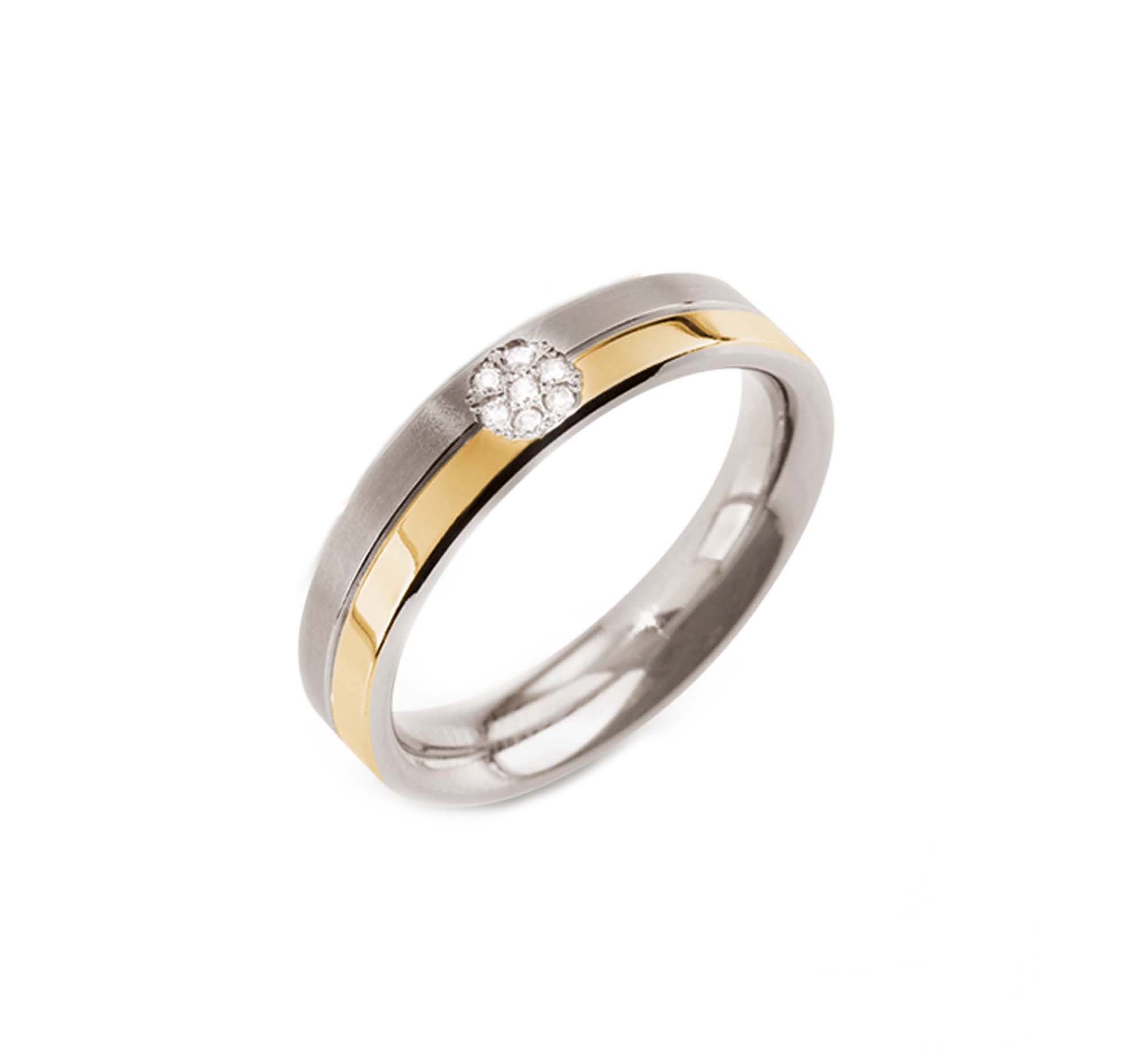 0129-06-1 Boccia Brillantring Titan bicolor goldplattiert