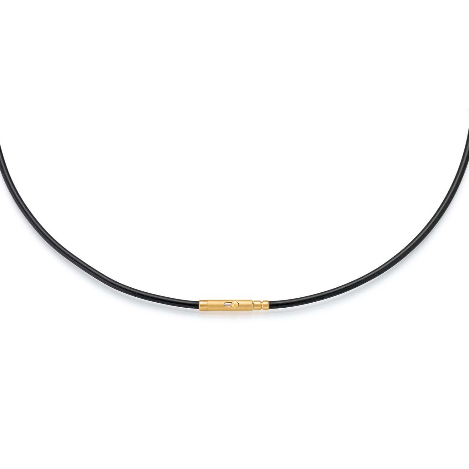 725240-1 Bunz Halsreif Silikon schwarz 1,5 mm stark 42 cm lang mit Gelbgoldschließe 750/000