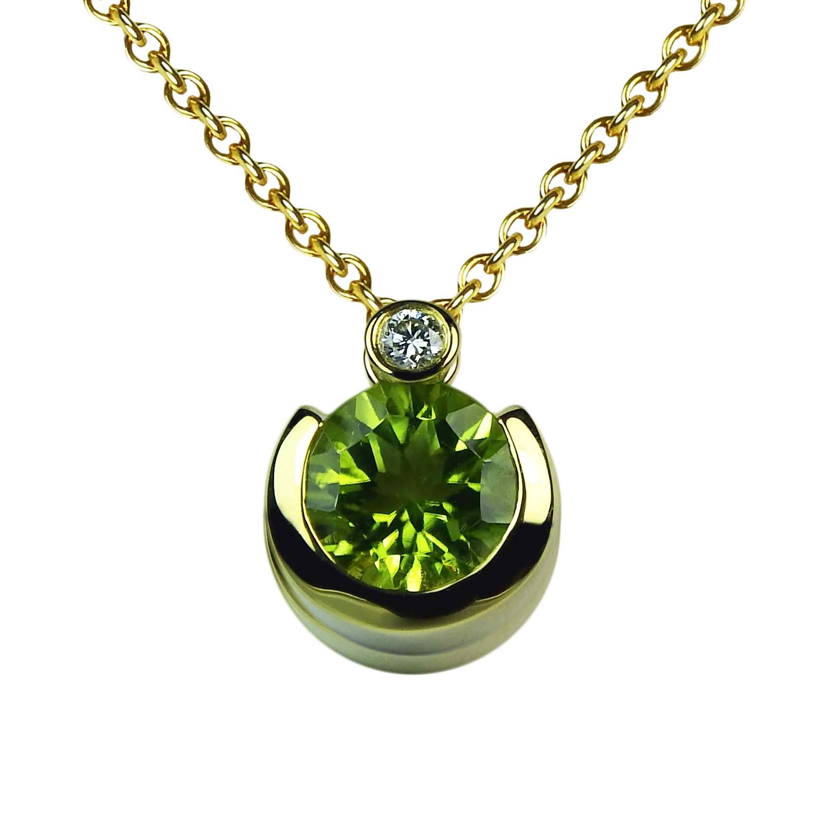 31398-1hGoaqAN5qdcRy Anhänger Peridot mit Brillant Gelbgold 585/000 mit Ankerkette