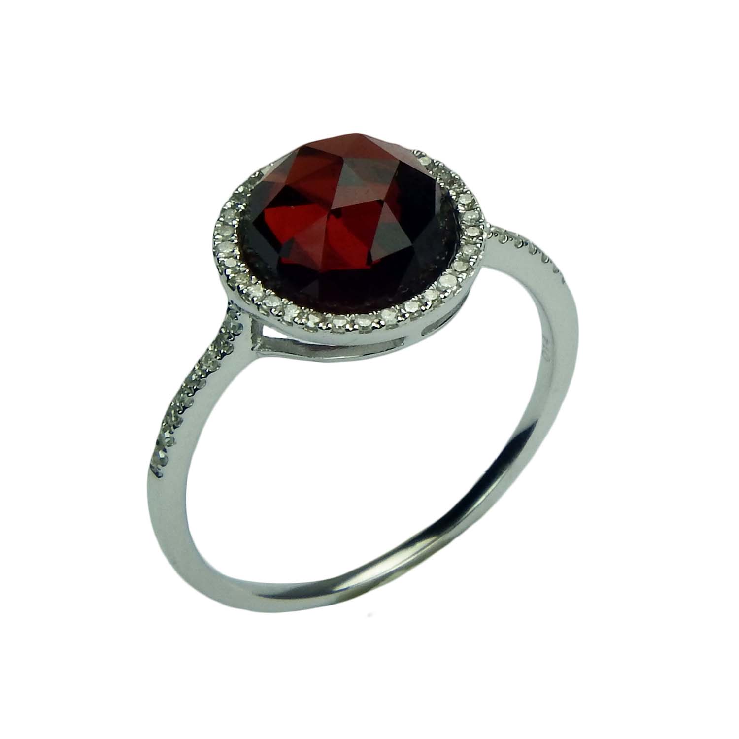 31258-1 Granatring mit Brillanten Weißgold 585/000 Damenring mit Granat