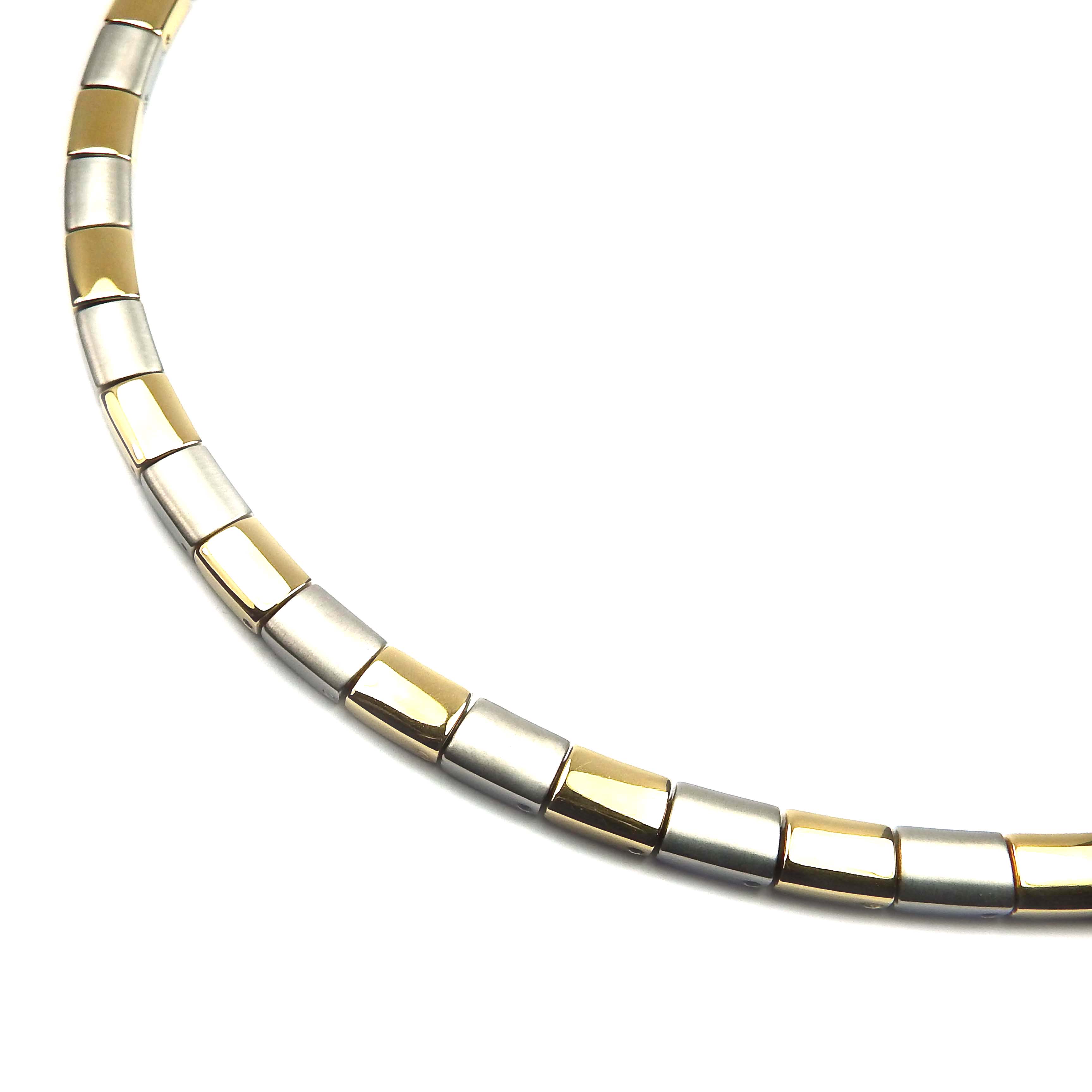 0812-02 Boccia nickelfreies Collier Titan bicolor goldplattiert