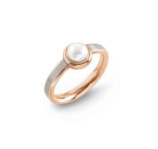 0137-02 Boccia Ring Titan bicolor rosé mit Perle
