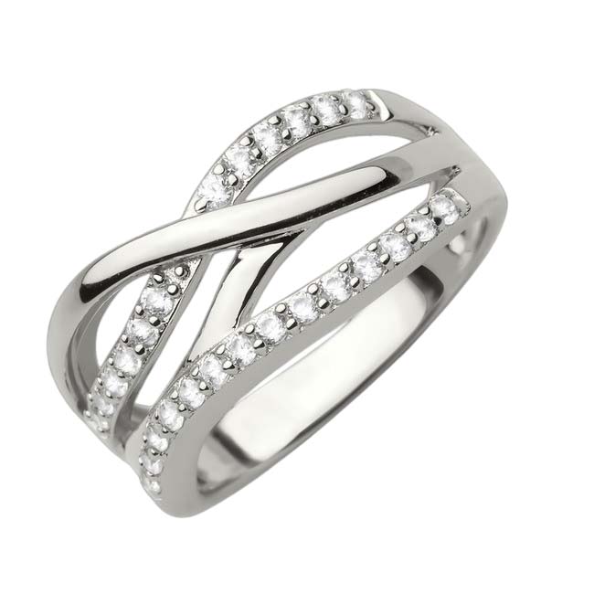 34112 Damenring aus rhodiniertem Silber mit Zirkonia