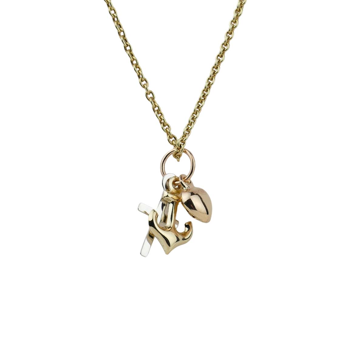 33702 Anhänger Glaube, Liebe, Hoffnung, Gold 585, Kreuz, Herz, Anker