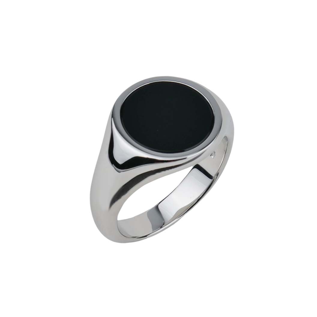 34339 Onyxring aus rhodiniertem Sterlingsilber