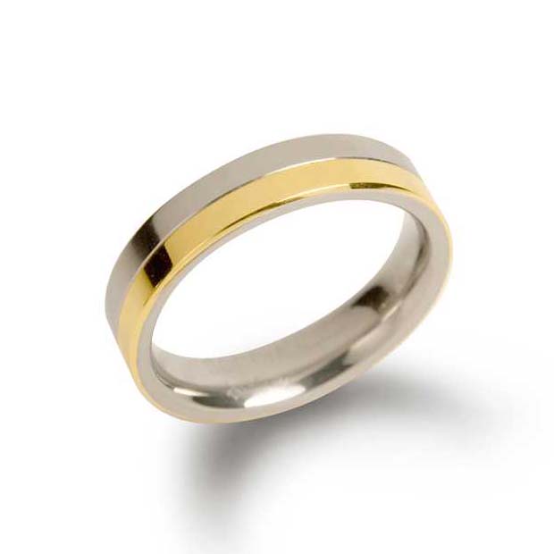 Boccia Titanring bicolor goldplattiert