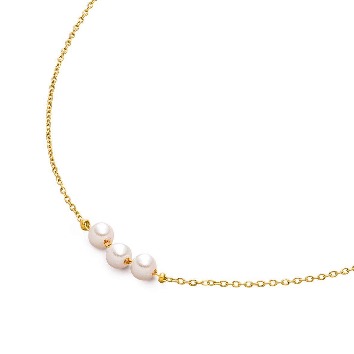 Boccia Halskette mit Perlen Titan goldplattiert