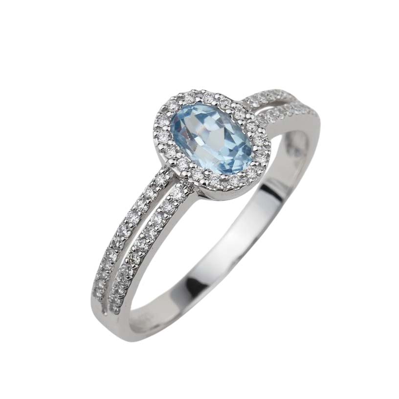Brillantring Weißgold 585/000 mit Blautopas Brillantring Weißgold 585/000 mit Blautopas