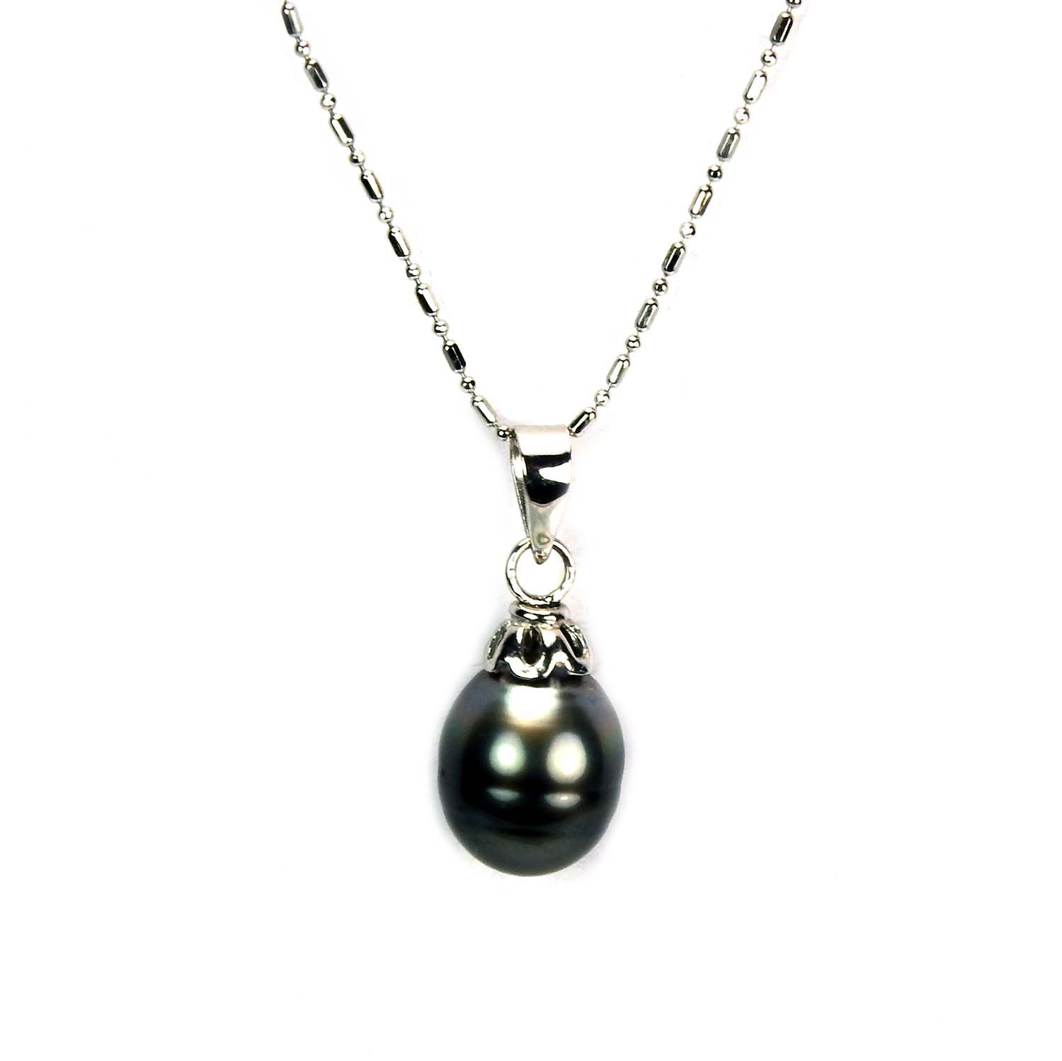 31220 Halskette Sterlingsilber mit Tahiti-Perlanhänger Silberkette mit Perle