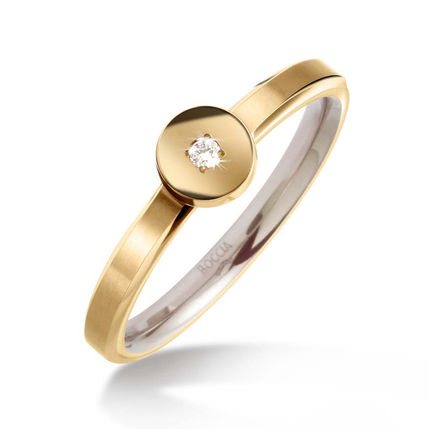 Boccia Brillantring aus goldplattiertem Titan
