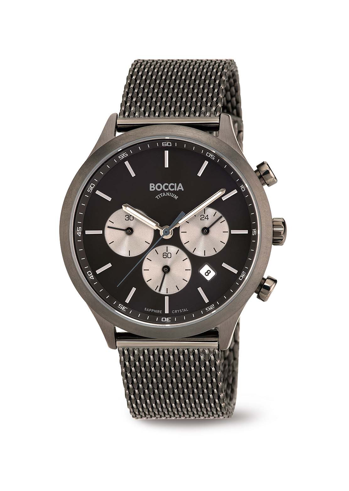 3750-06 Boccia Herrenuhr Quartz Titan Chronograph mit Edelstahlarmband